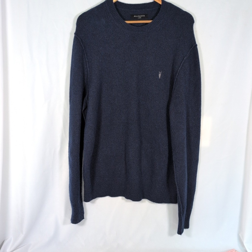 AllSaints Statten Crew Neck Sweater Blue Sz Large
